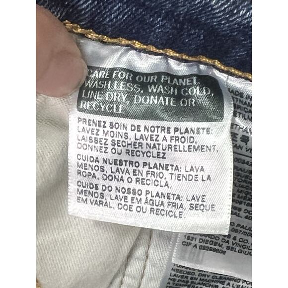 Levis 505 Jeans Mens 34x29 Distressed Blue Denim Regular Fit Stretch Zip Fly - Picture 6 of 11